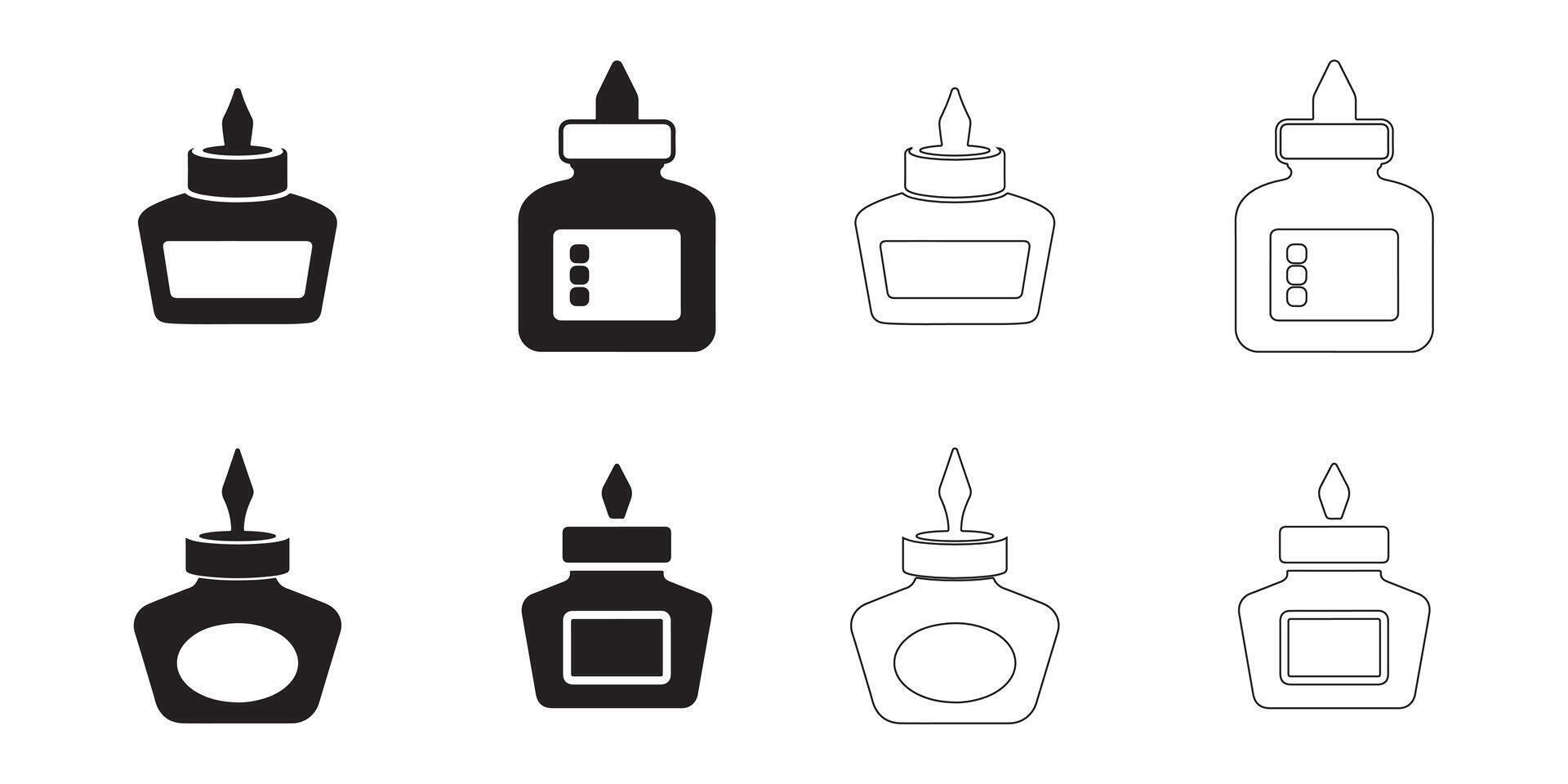 Minimalist Ink Bottle Icons Collection vector