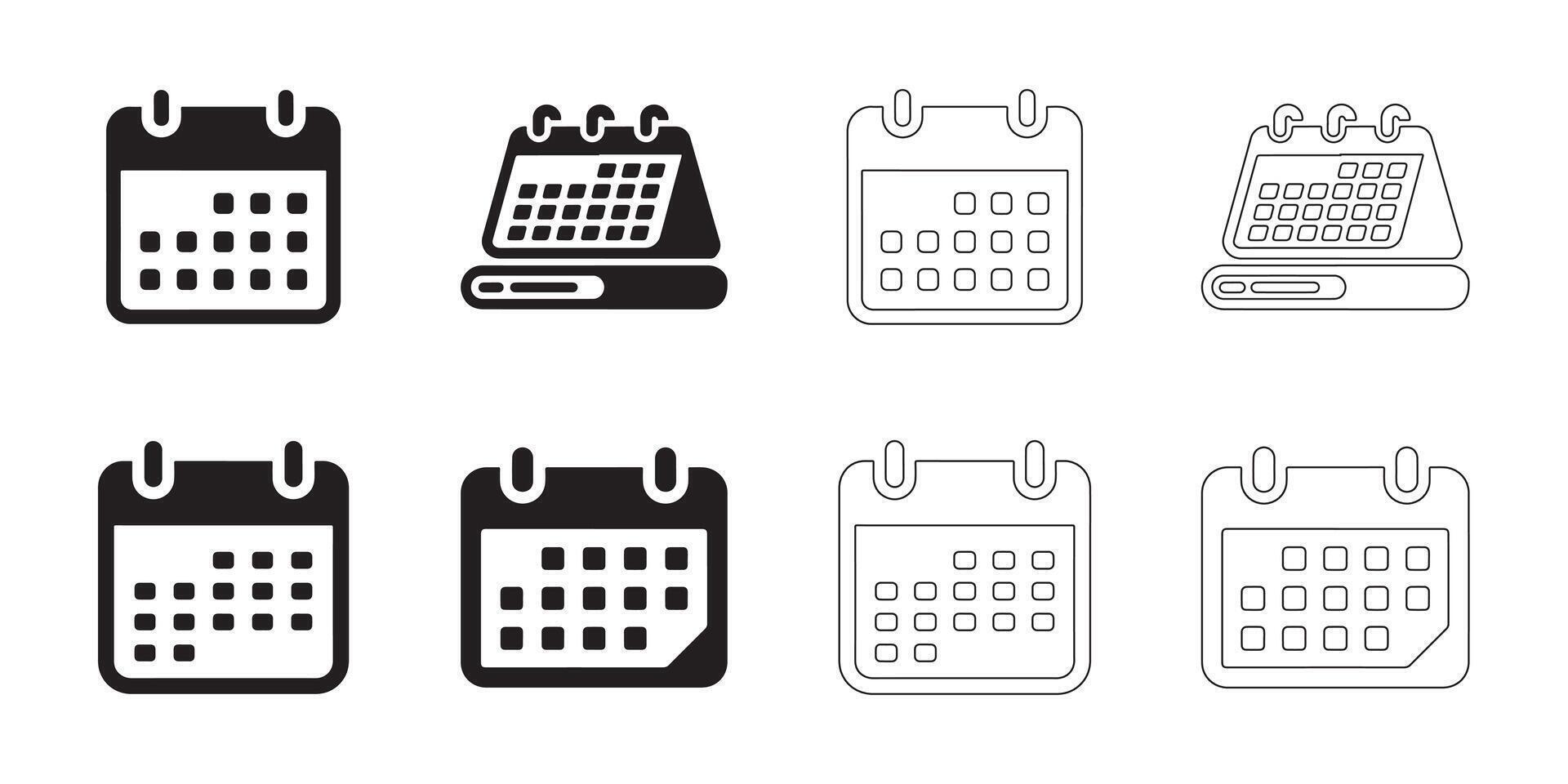 Calendar Icon Set with Clean Lines vector
