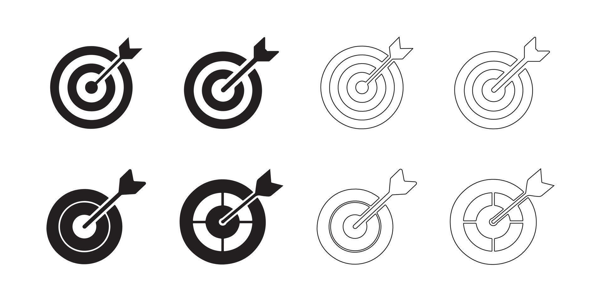 Target with Arrow Icon Set with Clean Lines vector