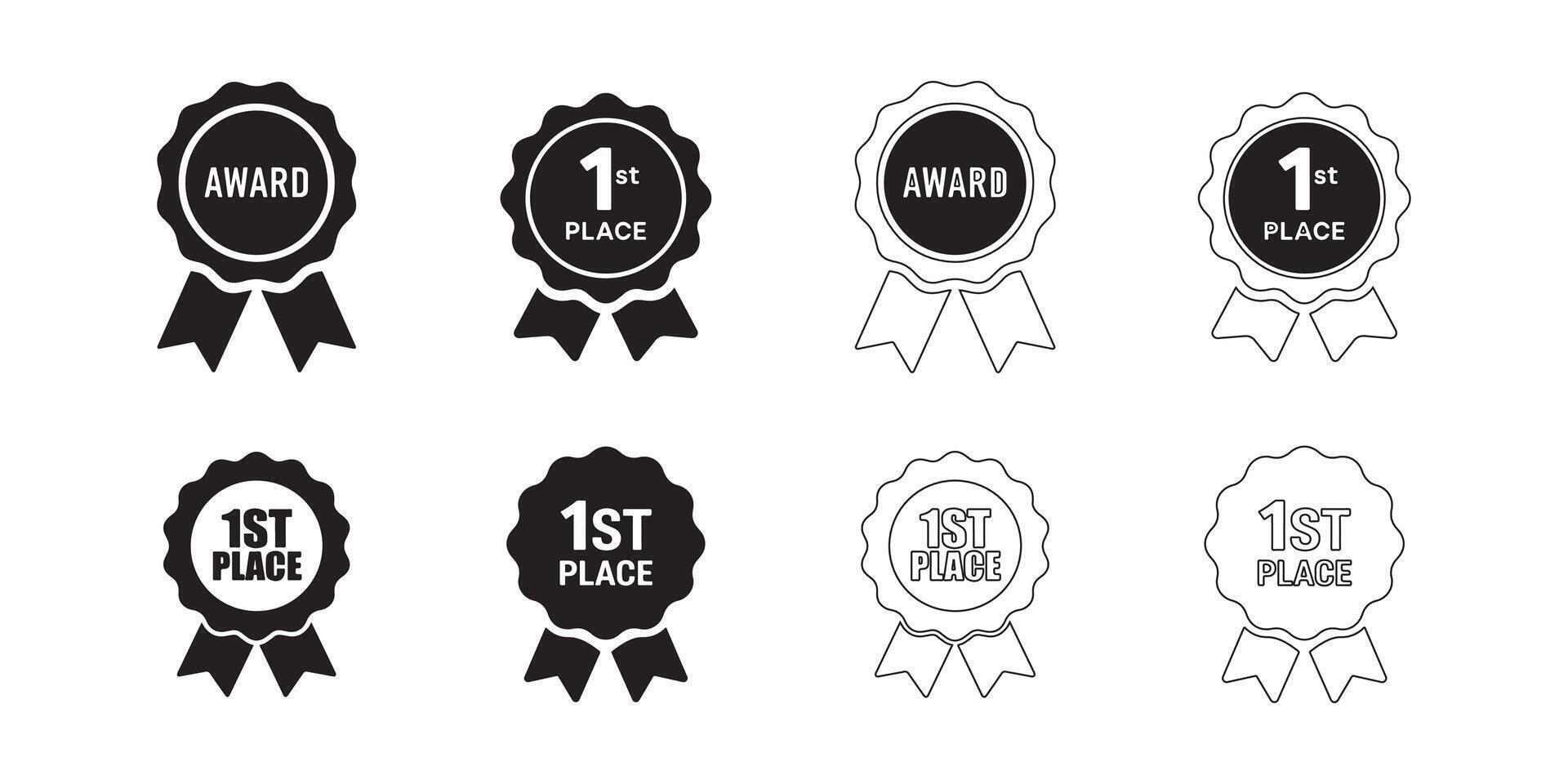 Minimalist Award Ribbon Icons Collection vector