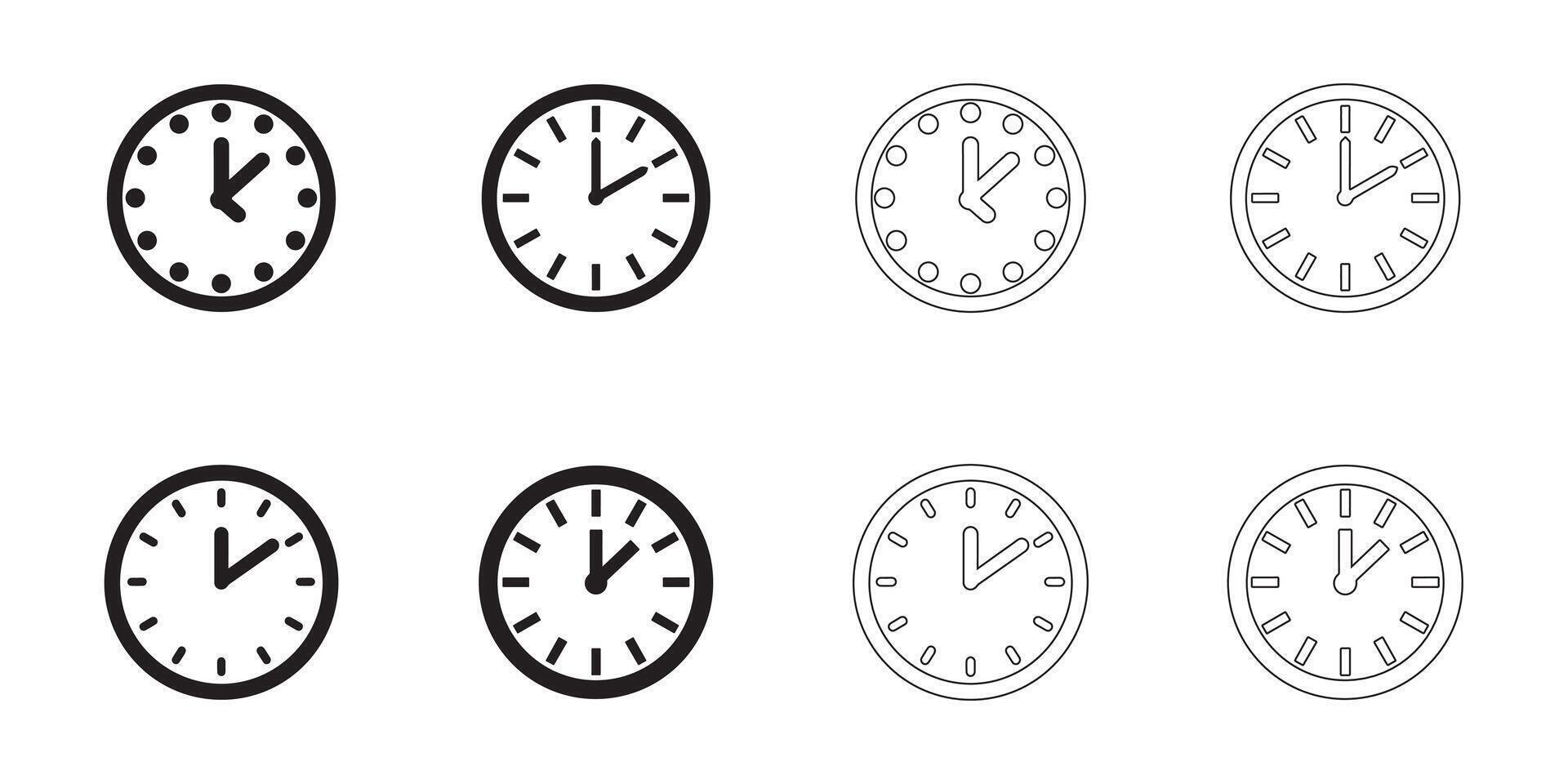 Minimalist Wall Clock Icons Collection vector