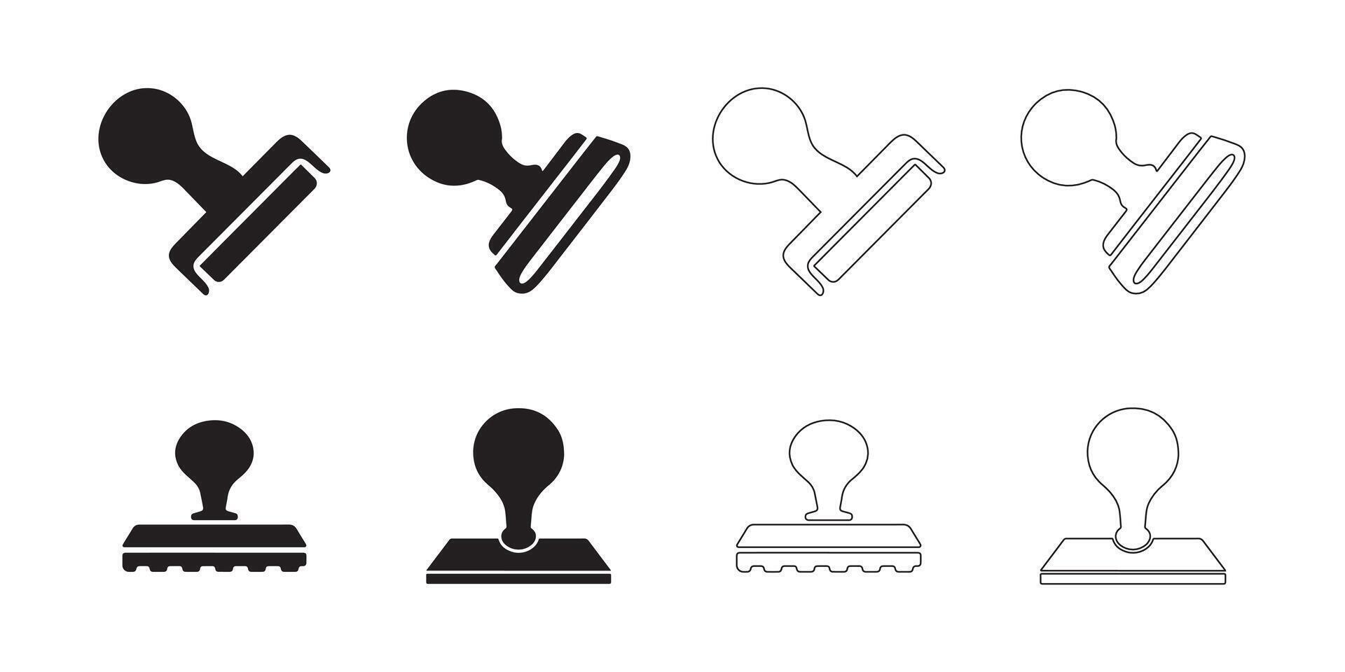 Rubber Stamp Icon Set with Clean Lines vector