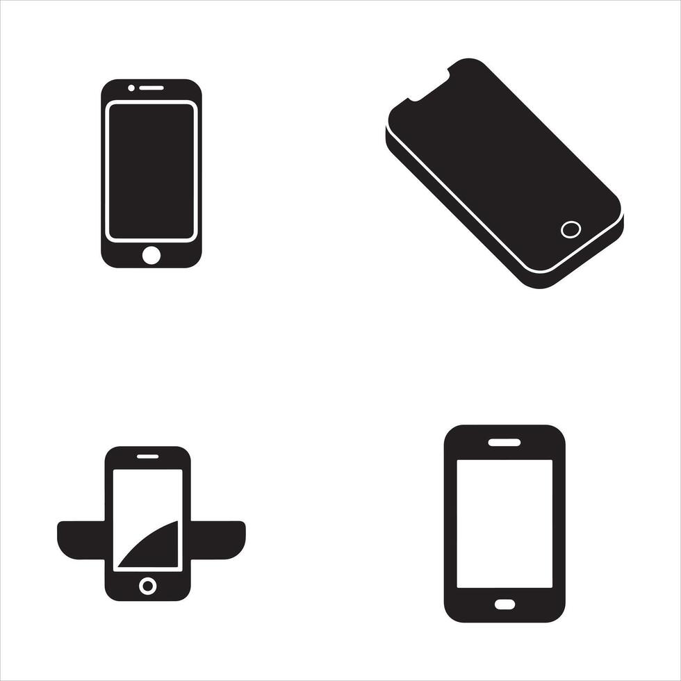 Smartphone Icon Set with Clean Lines vector