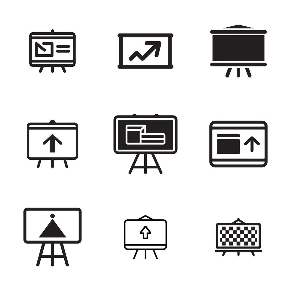 Presentation Board icons set vector