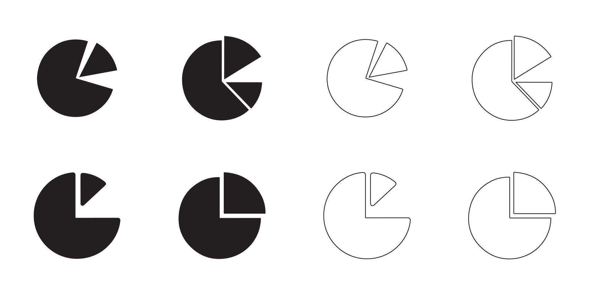 Minimalist Pie Chart Icons Collection vector