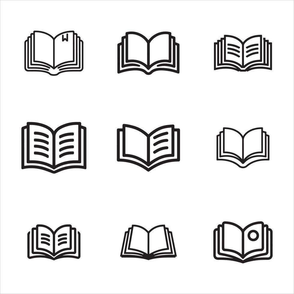 open books icons set vector