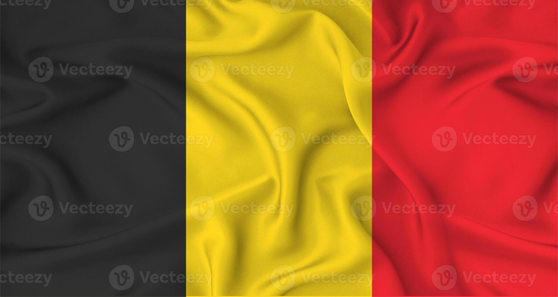 Realistic Belgium flag waving. Close up of flag of Belgium with cloth texture photo