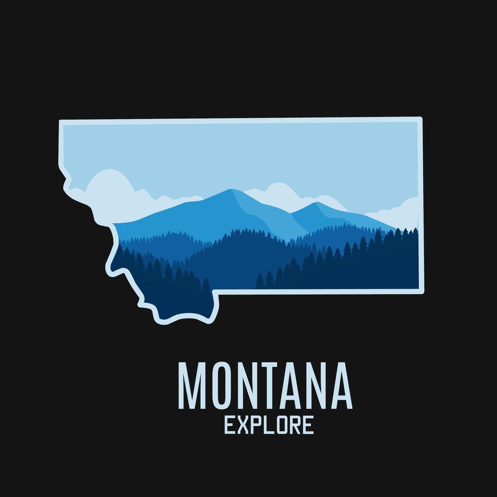 Montana Mountain View is Perfect for Print, Apparel, etc vector