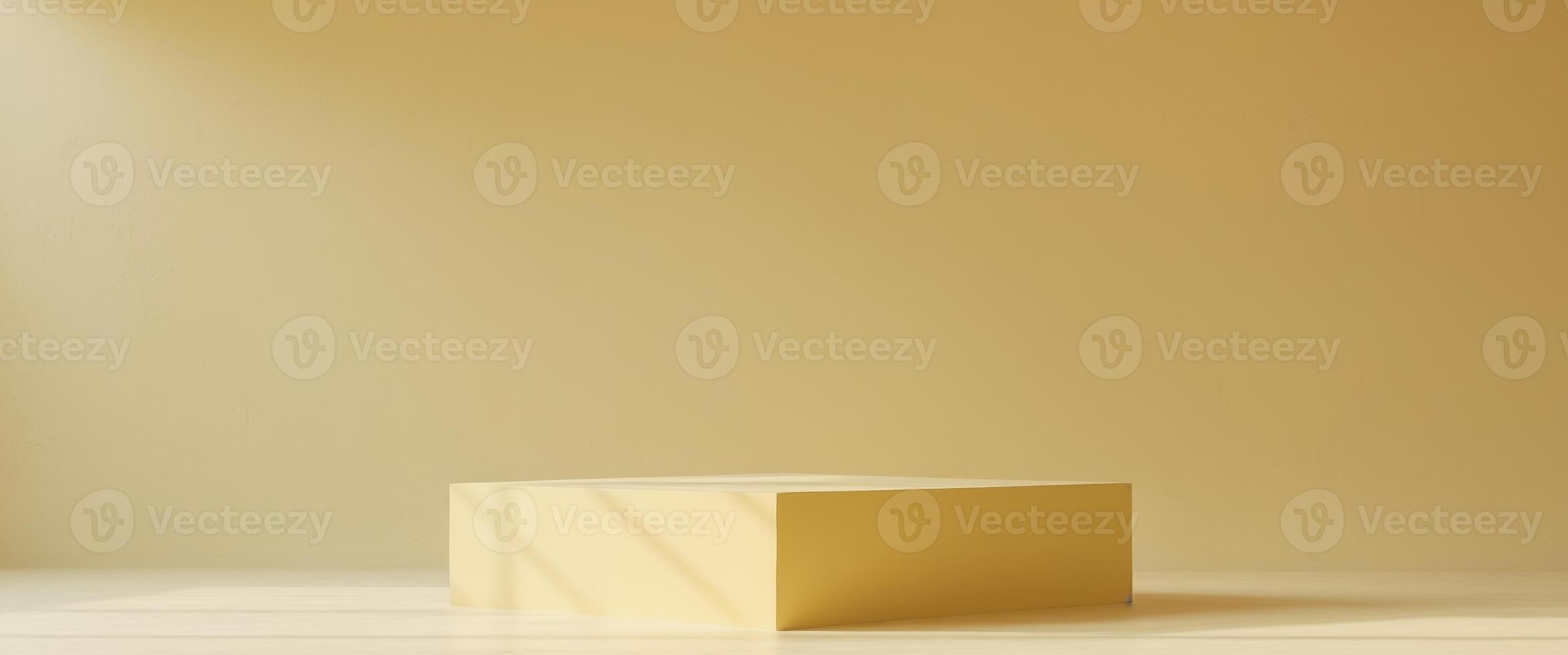 Yellow product display podium on tender fresh yellow background photo