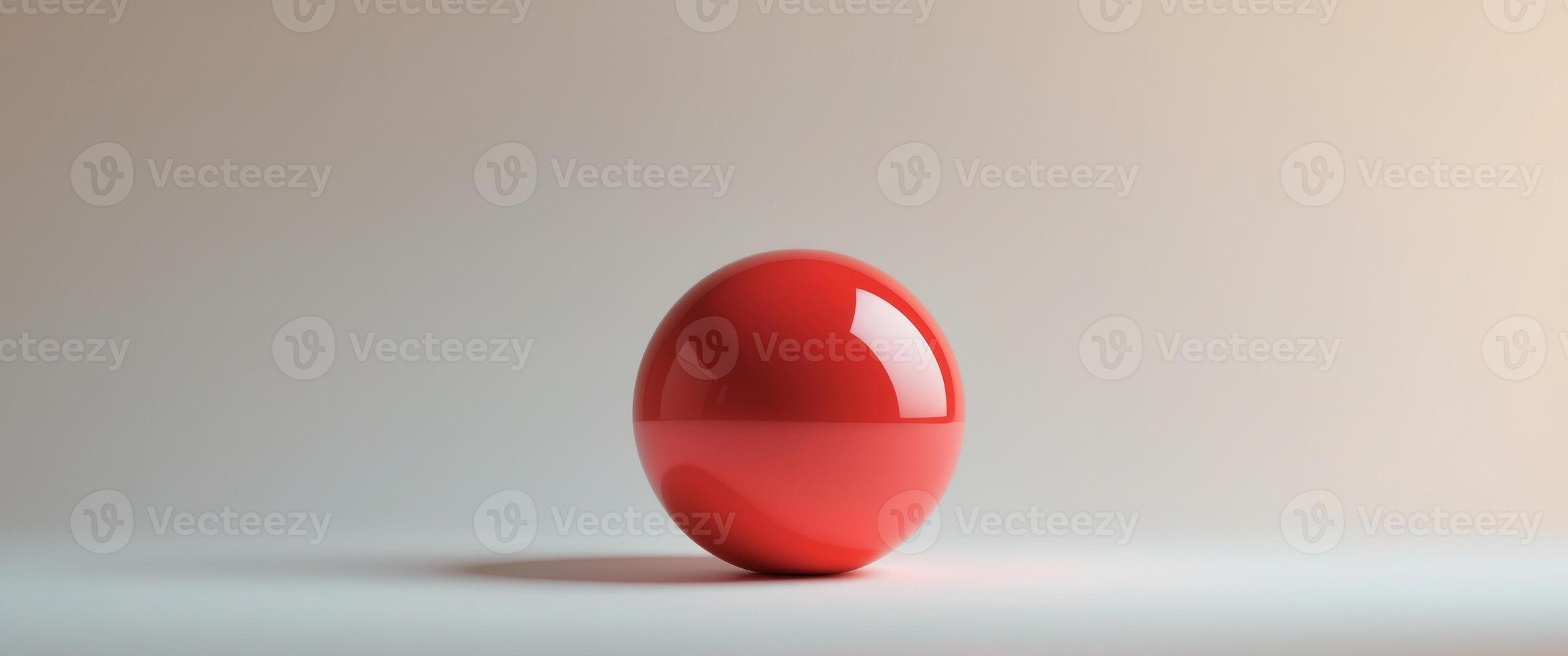 Glossy red sphere on neutral background with soft light reflection. photo