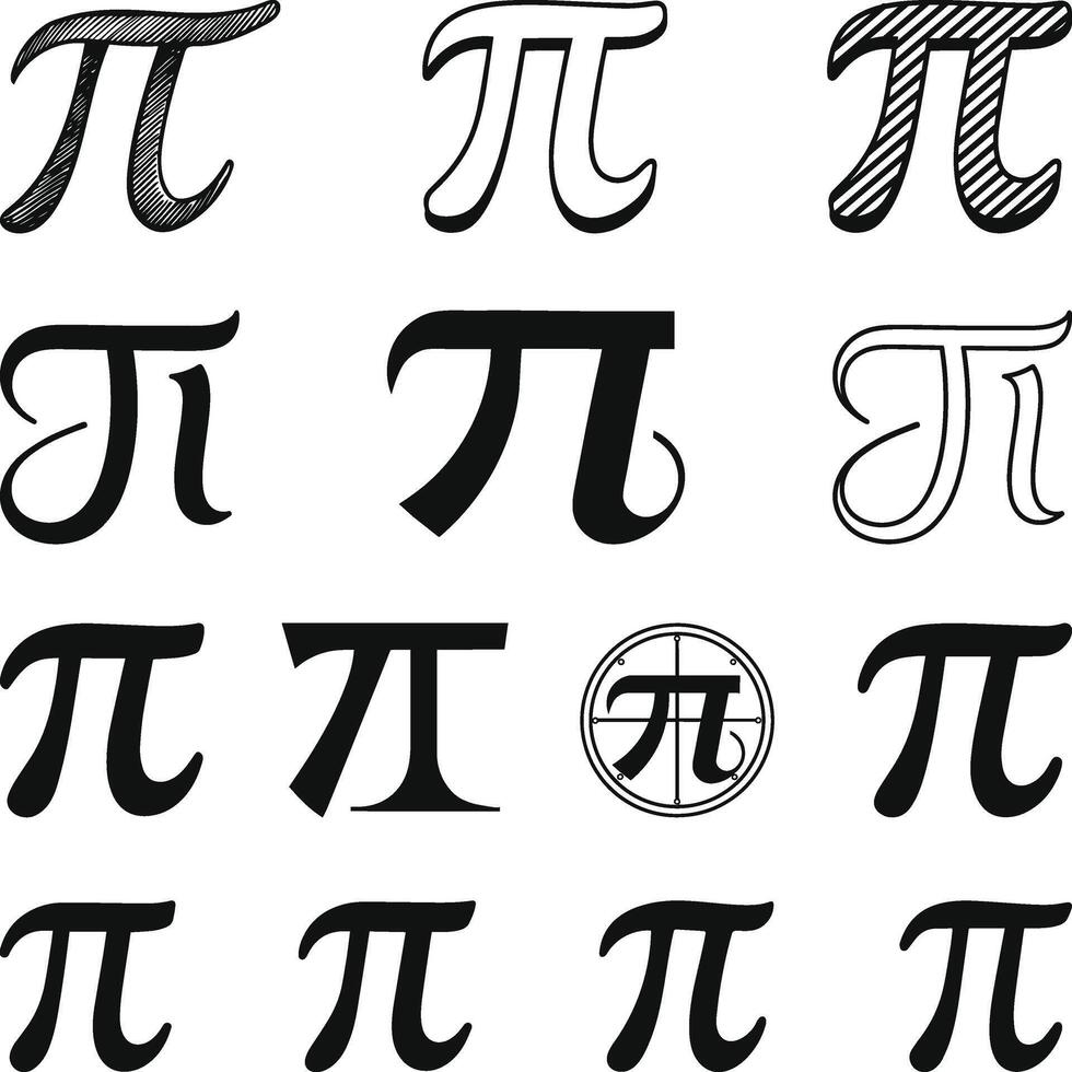 Pi Symbol Set Variations, Pi symbol set. Pi Greek letter icon. illustration isolated vector