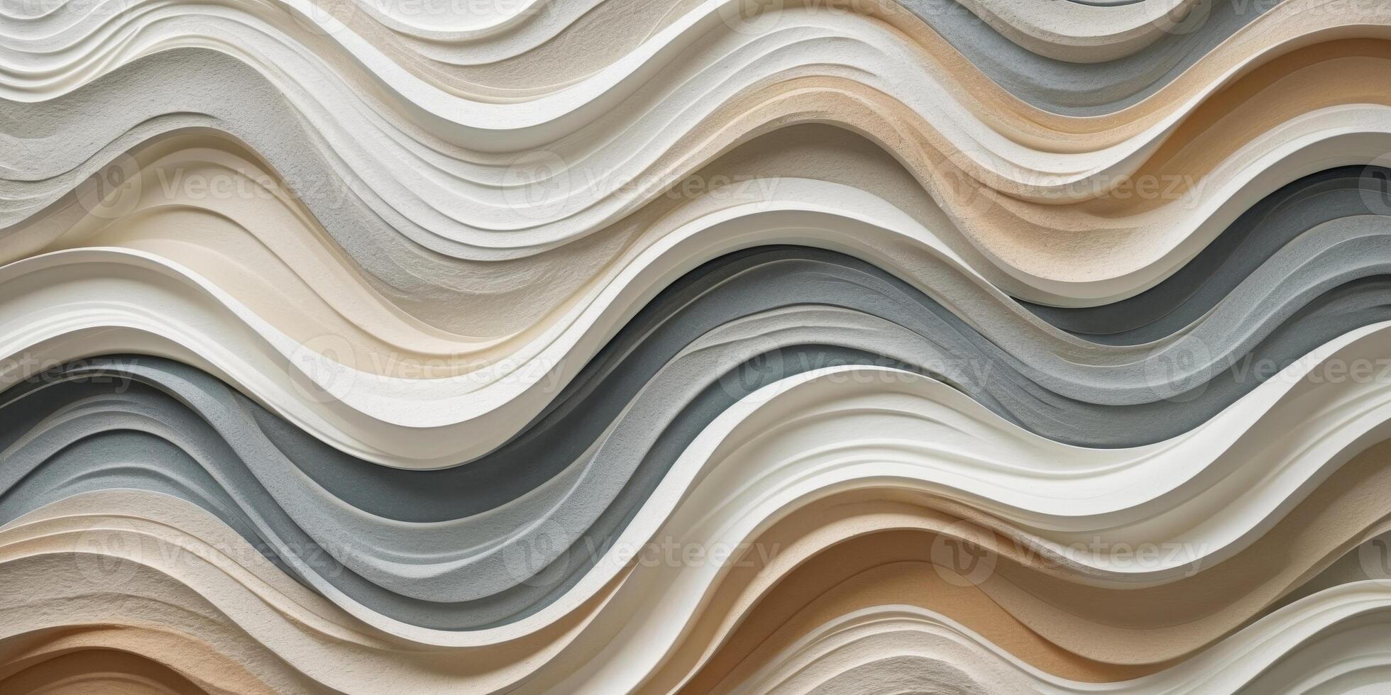 Unique textured wall design with flowing waves in neutral colors photo