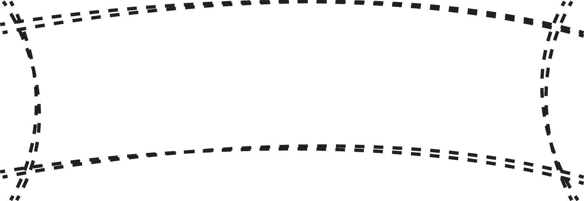 Hand drawn decorative banner frame with a dashed outline, for vintage designs labels, announcements, or creative graphic design projects. illustration vector
