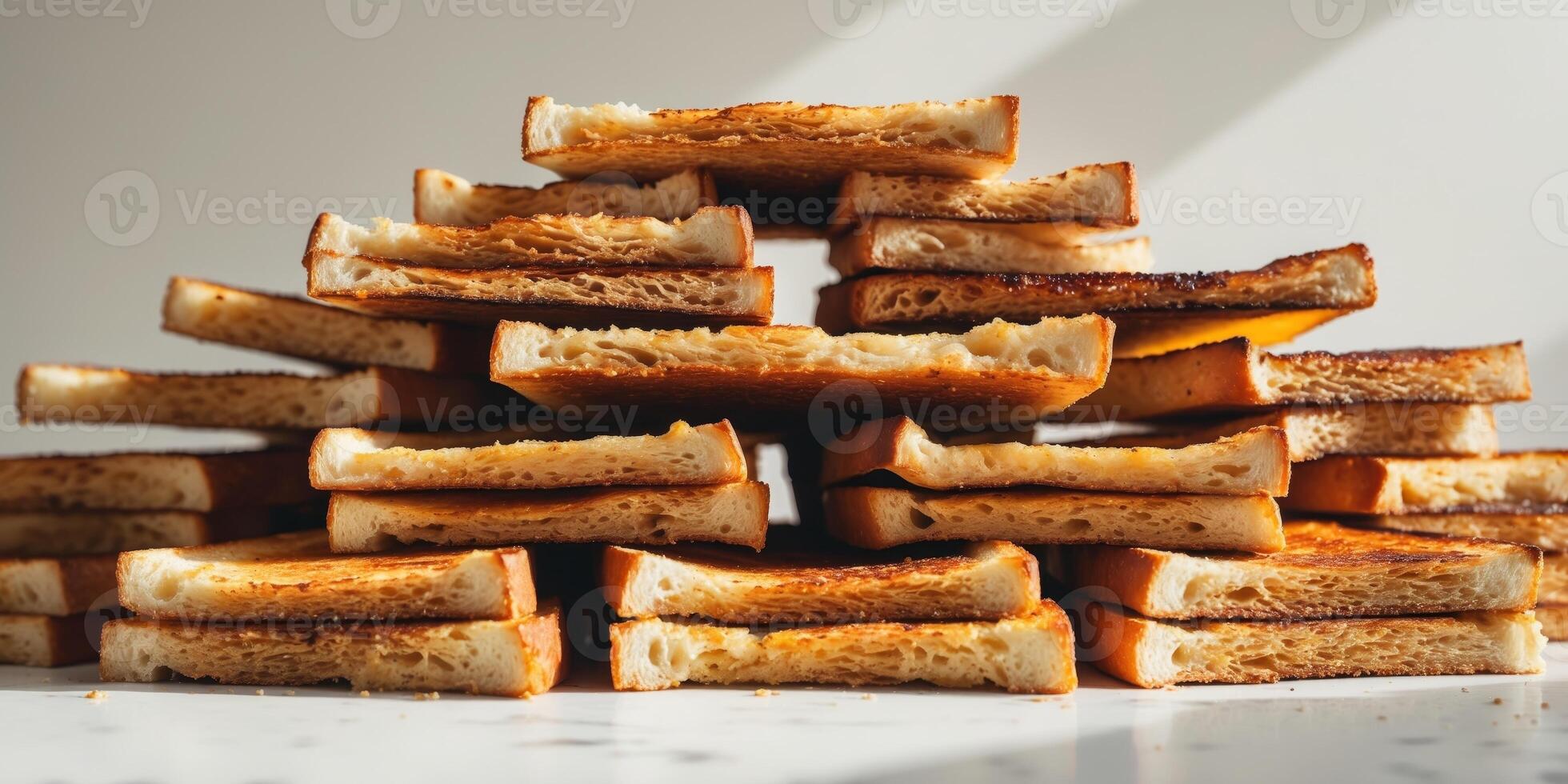 Close up of the hierarchical structure of toast slices photo