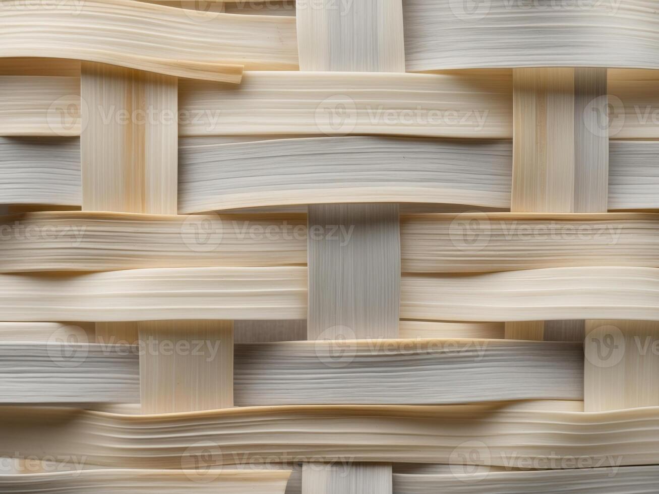 Intricate Texture of Woven Natural Bamboo Strips in Neutral Tones. photo