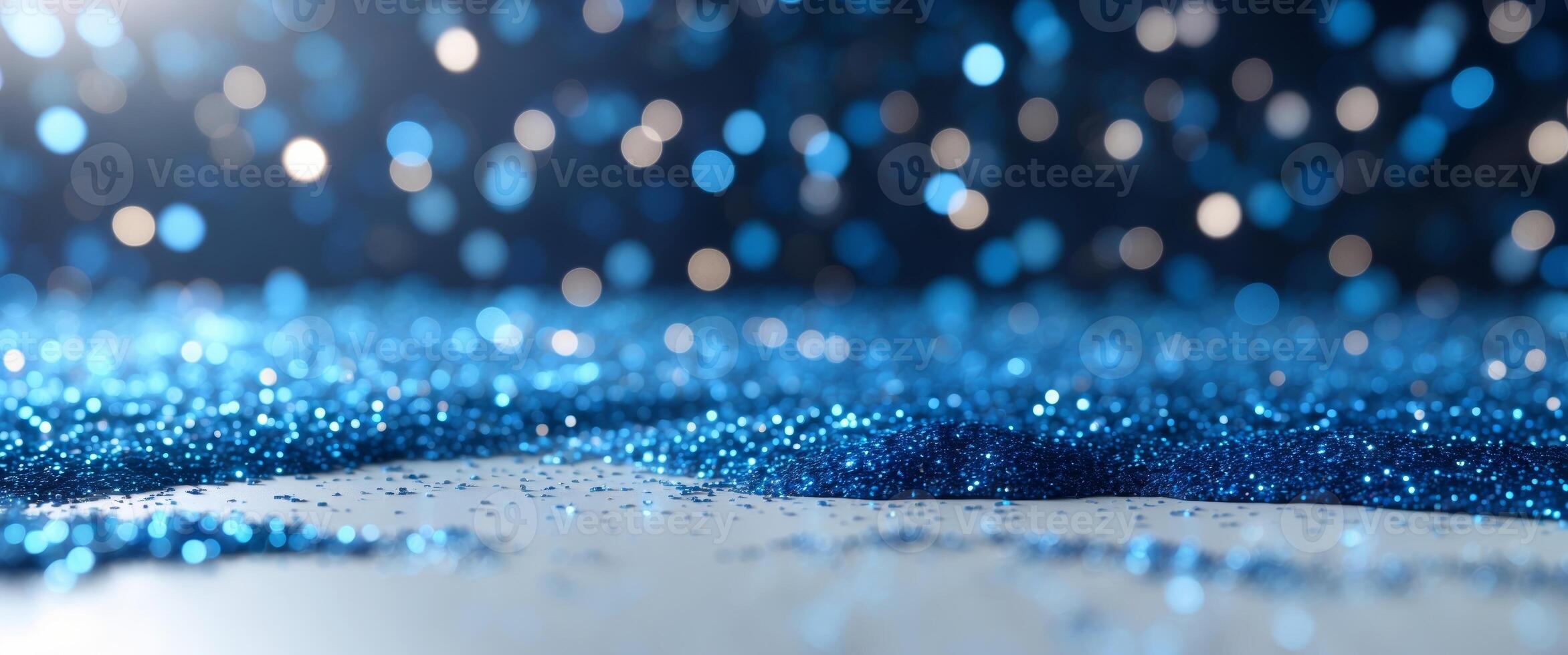 Vibrant blue glitter effect creates a mesmerizing backdrop for celebrations and festive events. photo