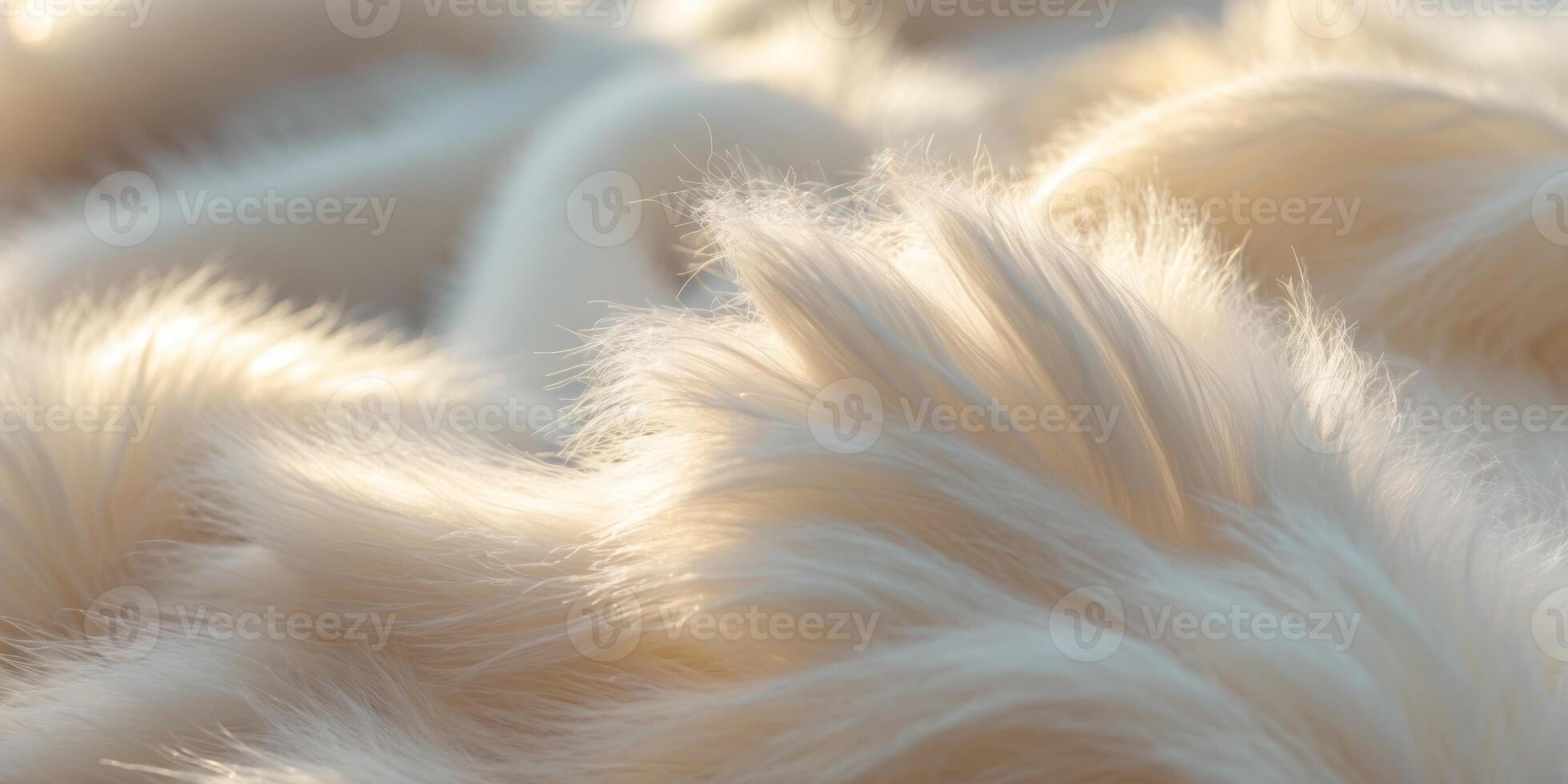 Soft fluffy white fur texture with natural light and shadows photo