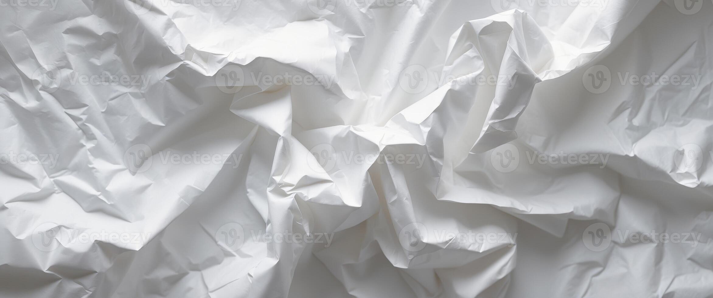 Wrinkled Texture of Crumpled White Paper on a Light Background for Backgrounds and Textures in Design Projects. photo