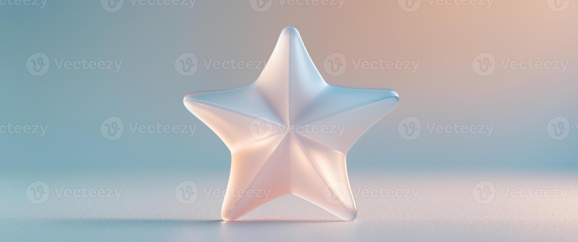 Glass star with soft pastel hues on a light gradient background photo