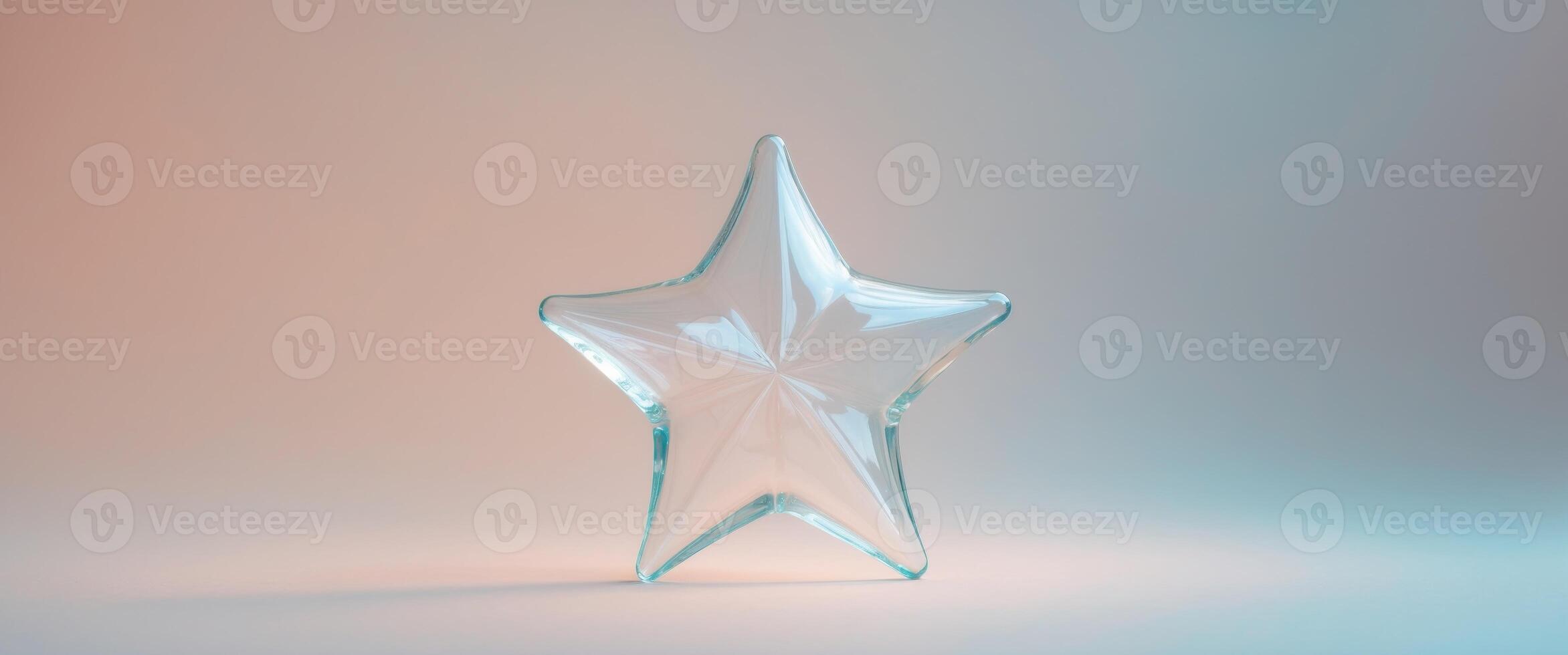 Glass star with soft pastel hues on a light gradient background. photo