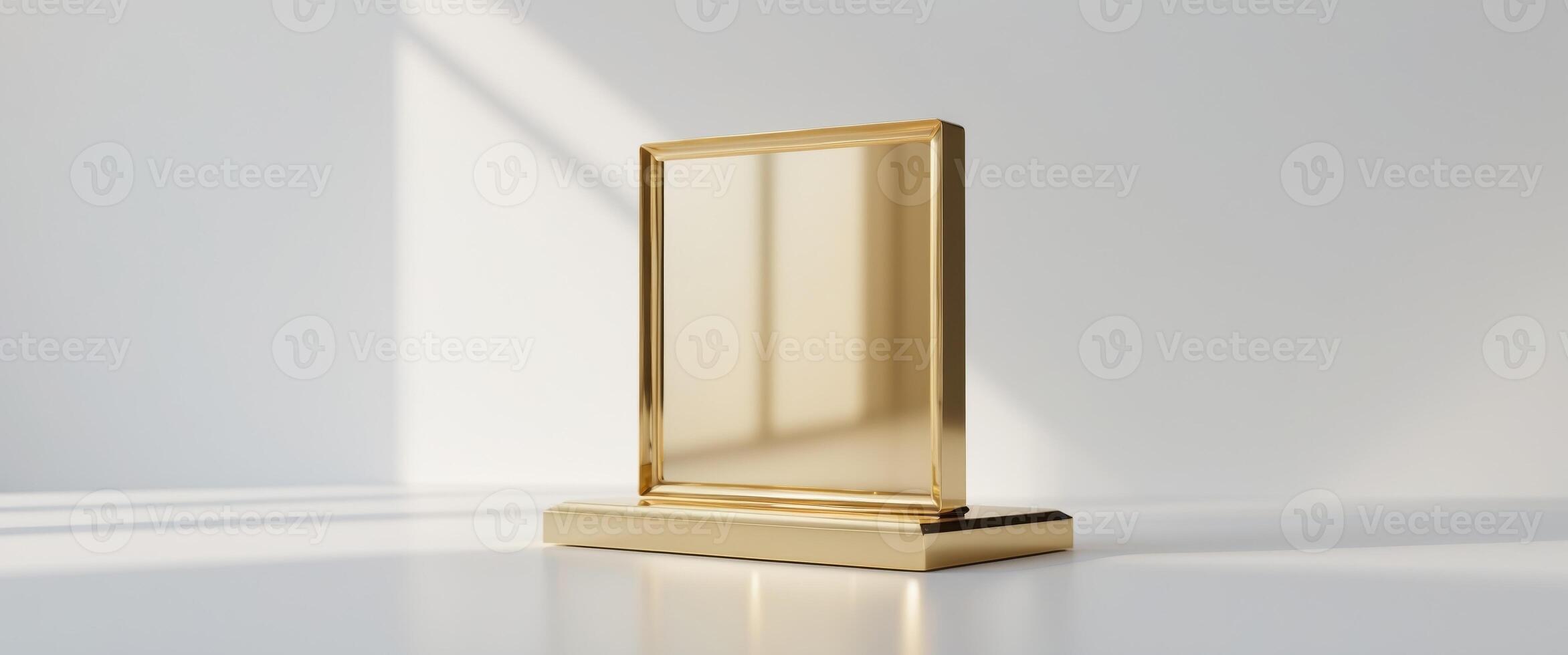 Award plaque gold glossy luxury empty square winner trophy template photo