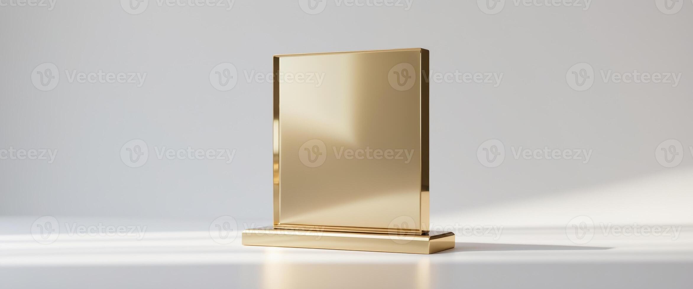 Award plaque gold glossy luxury empty square winner trophy template. photo
