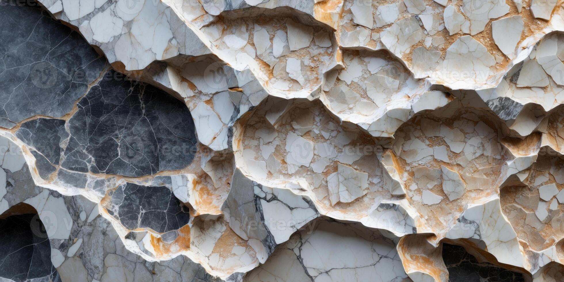 Close up of cracked marble surface revealing intricate veins and natural texture photo