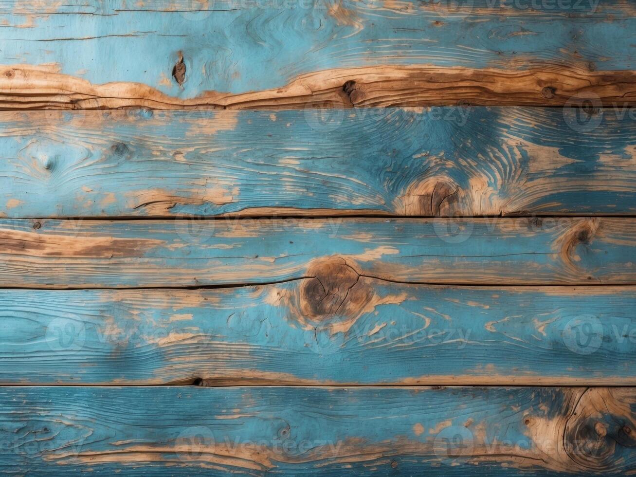 Weathered blue wooden tabletop with natural texture and edges ideal for displaying food or products Copy Space photo