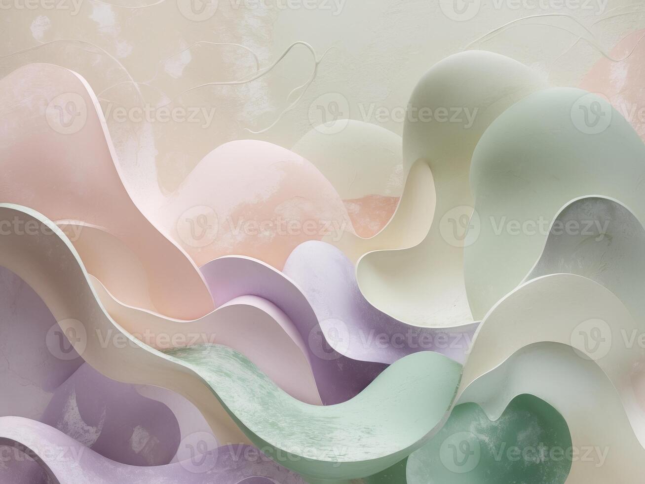 Stylized Abstract Objects Depicted in Soft Pastel Colors that Evoke a Sense of Calmness. photo