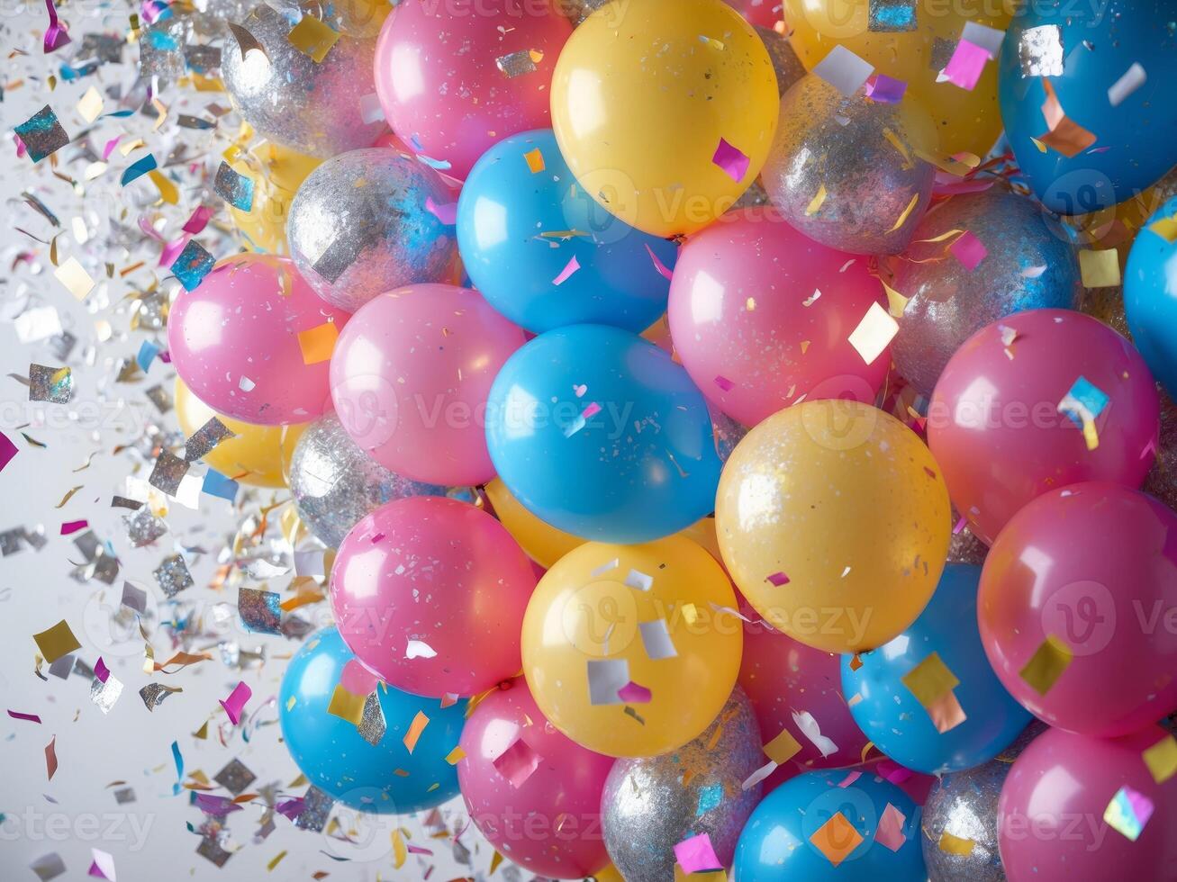 Celebration frame with balloons and confetti photo