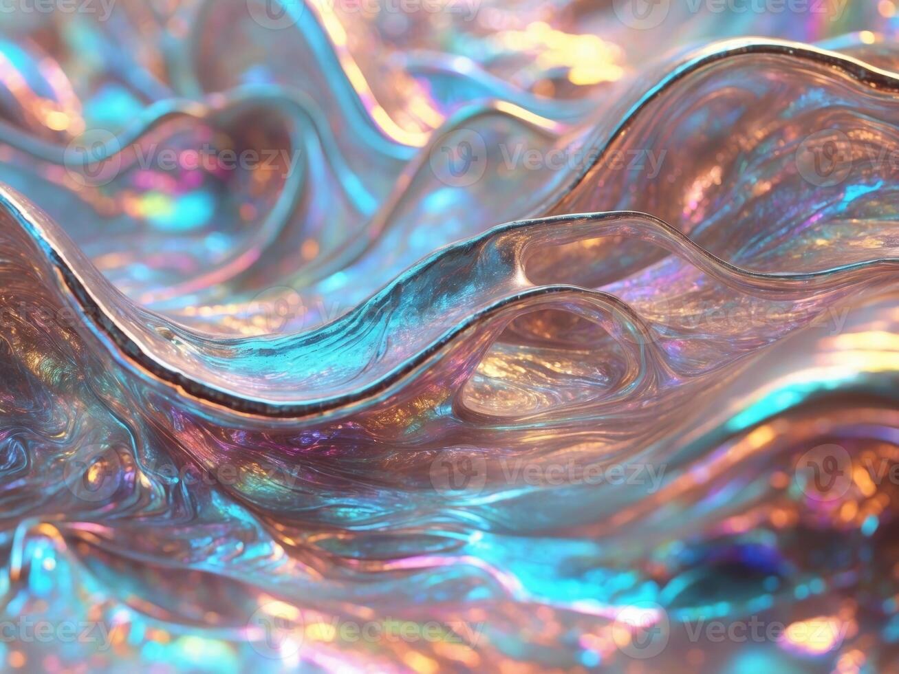 An Abstract Metallic Flow characterized by a captivating Iridescent Sheen of colors photo