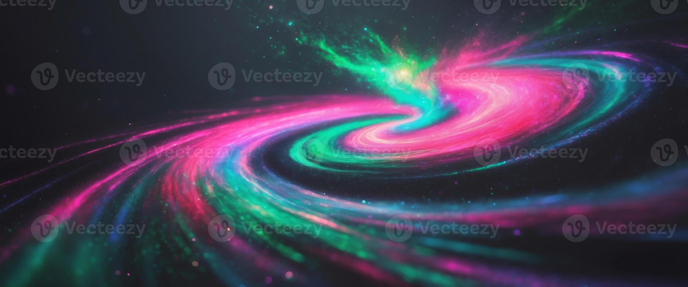 Vibrant Swirling Galaxy with Neon Colors in Abstract Art Style. photo