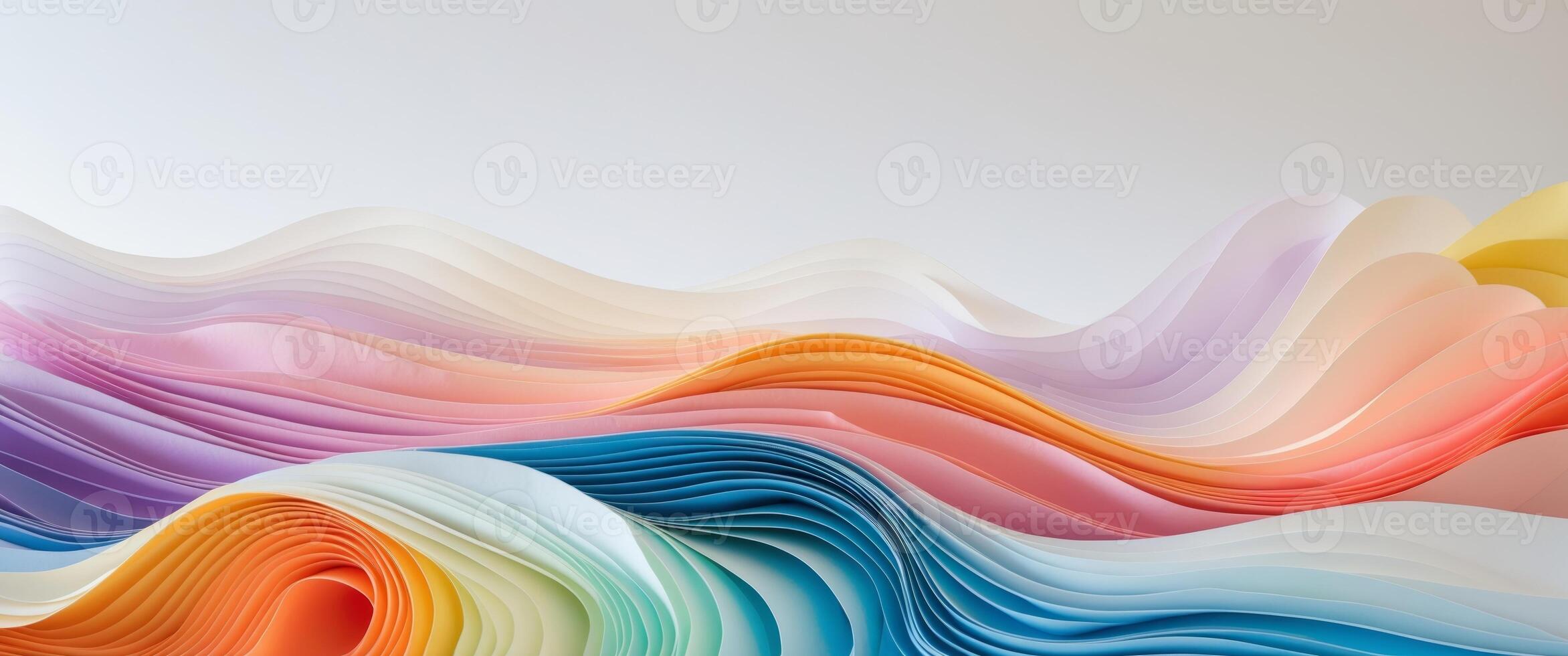 Colorful layered paper waves creating an abstract landscape with soft textures and gradients photo