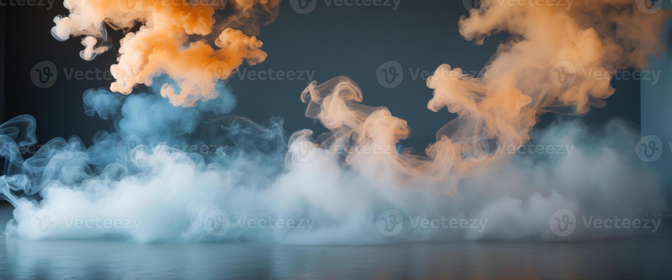 Dramatic smoke overlay creates an enchanting theater atmosphere with vivid lighting. photo