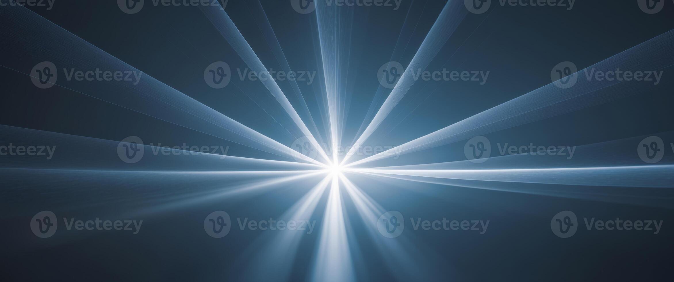 Abstract Light Rays on Dark Blue Background Celestial Beam Effect. photo