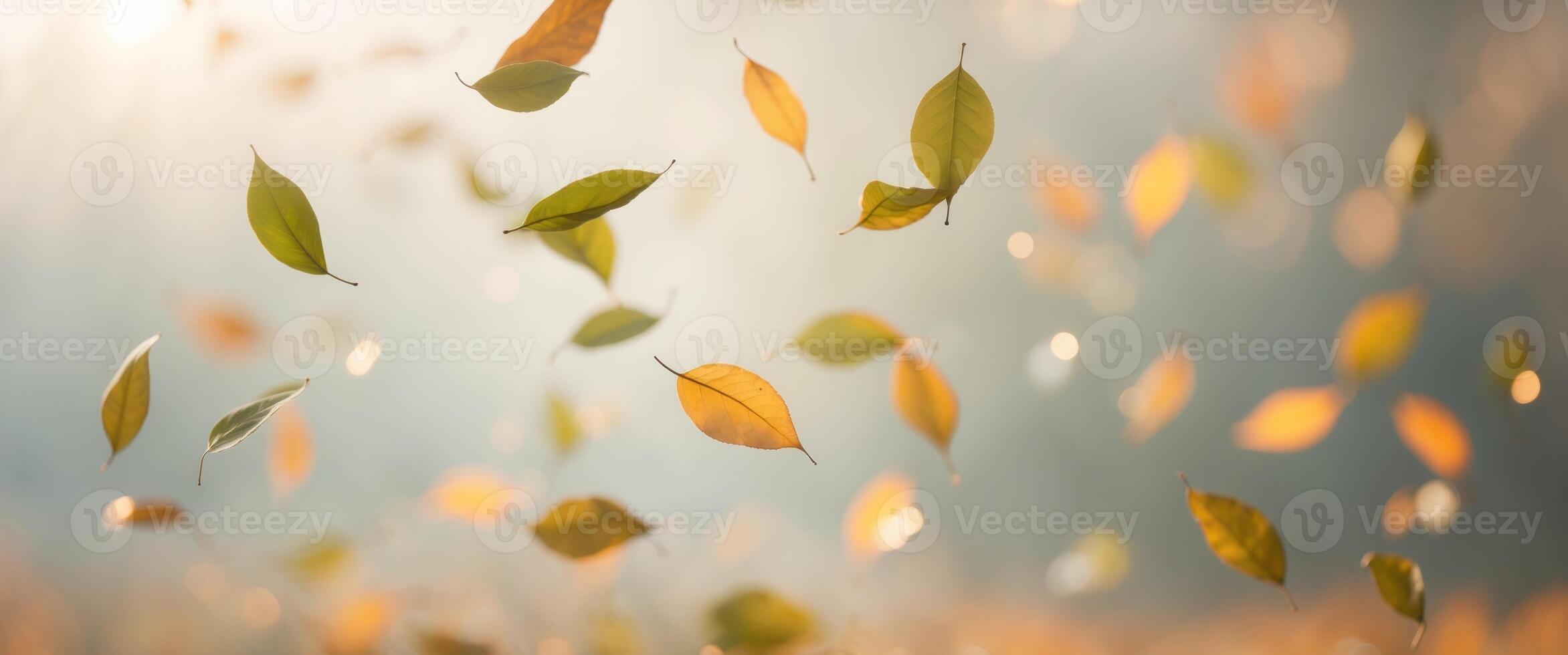 Leaves Caught in Wind with Soft Light Effect photo