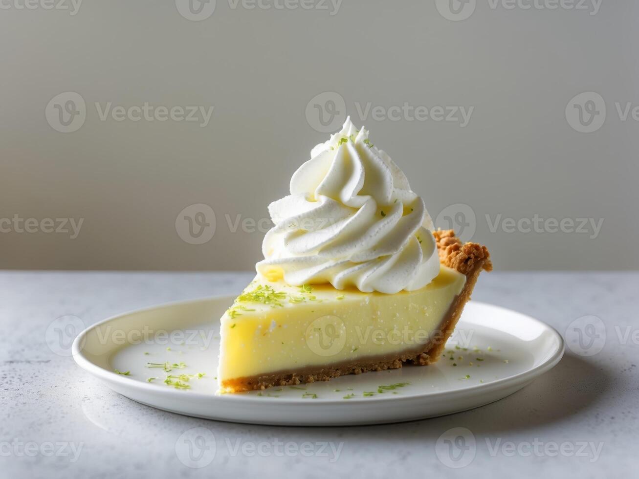 Delicious slice of Key Lime Pie with whipped cream photo