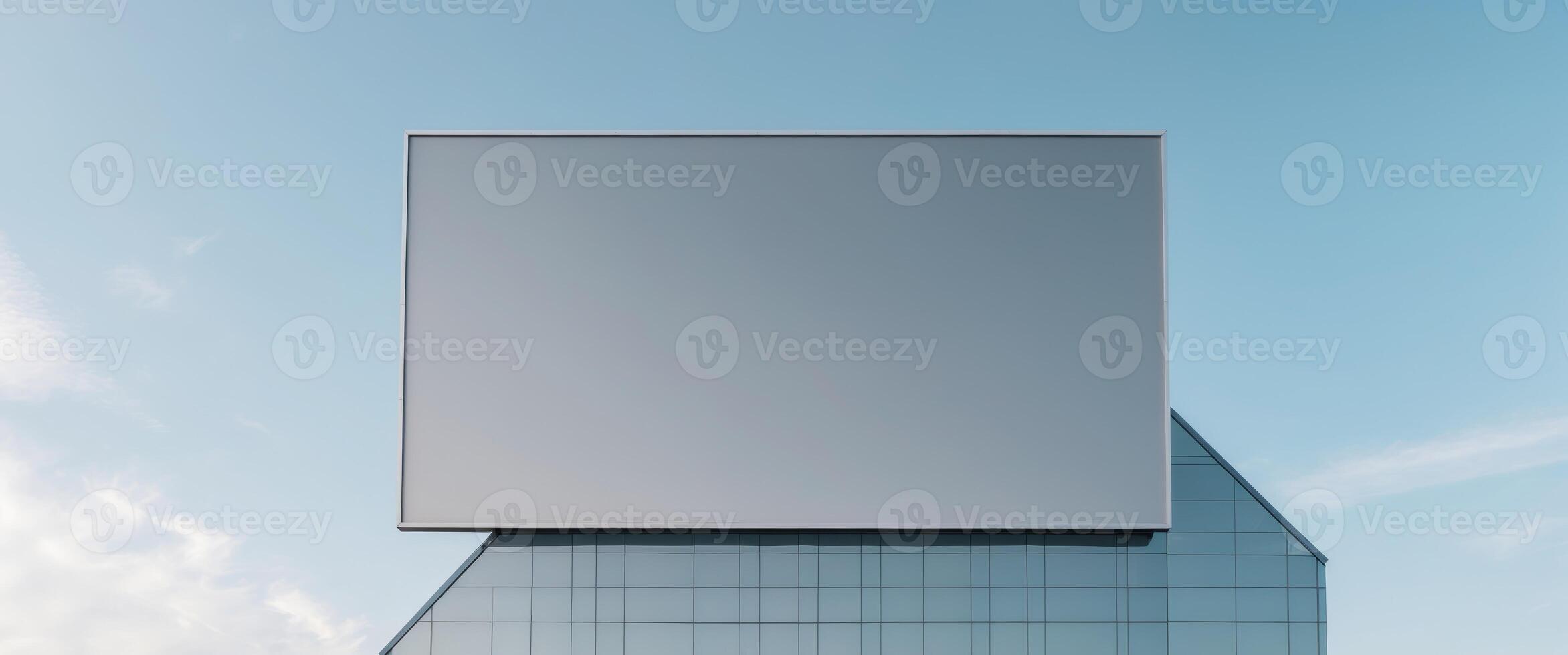 blank billboard on a modern building facade photo