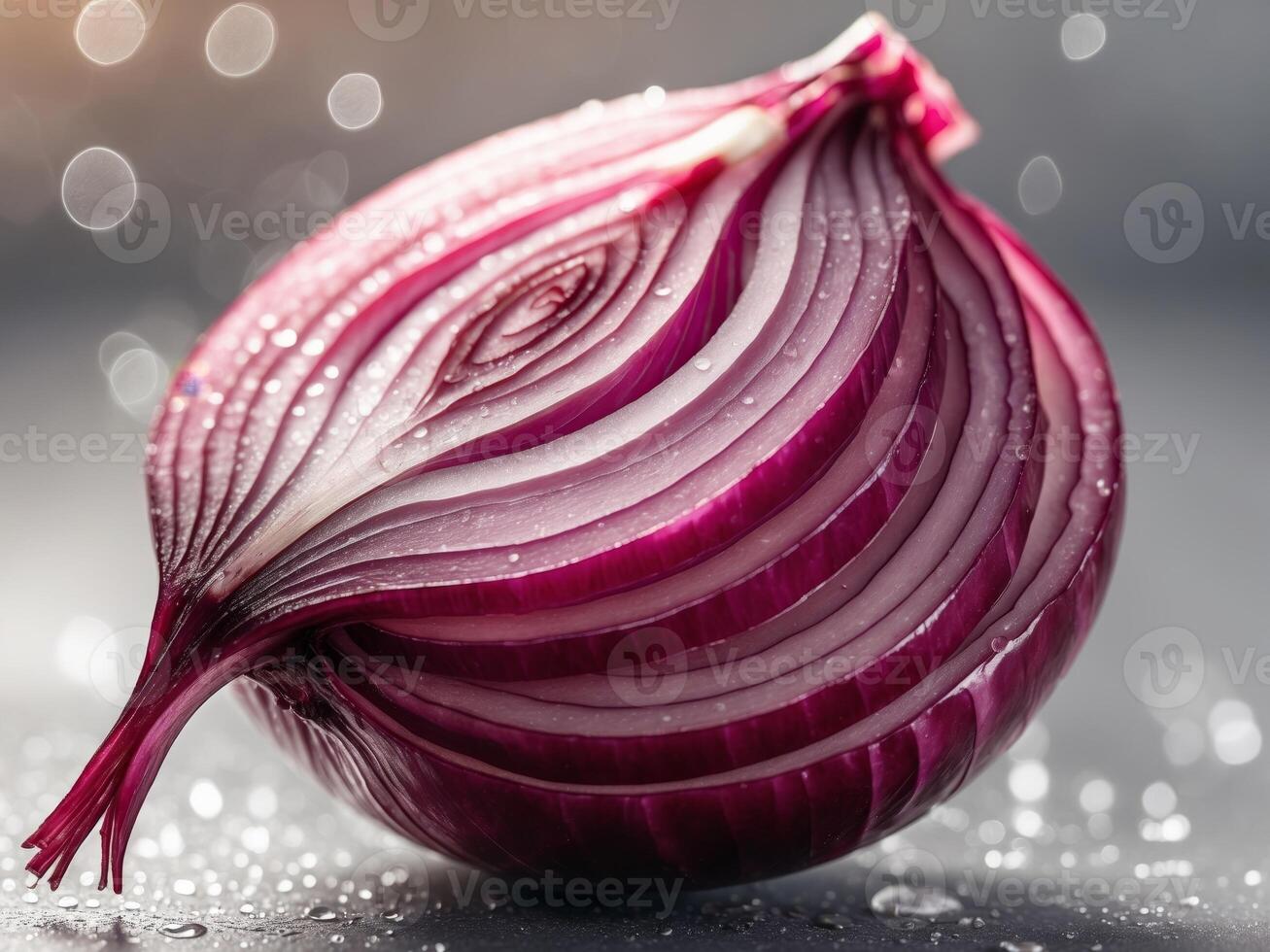 Sliced Red Onion Set Vibrant Colors Fresh Vegetable Juicy Closeup Composition. photo
