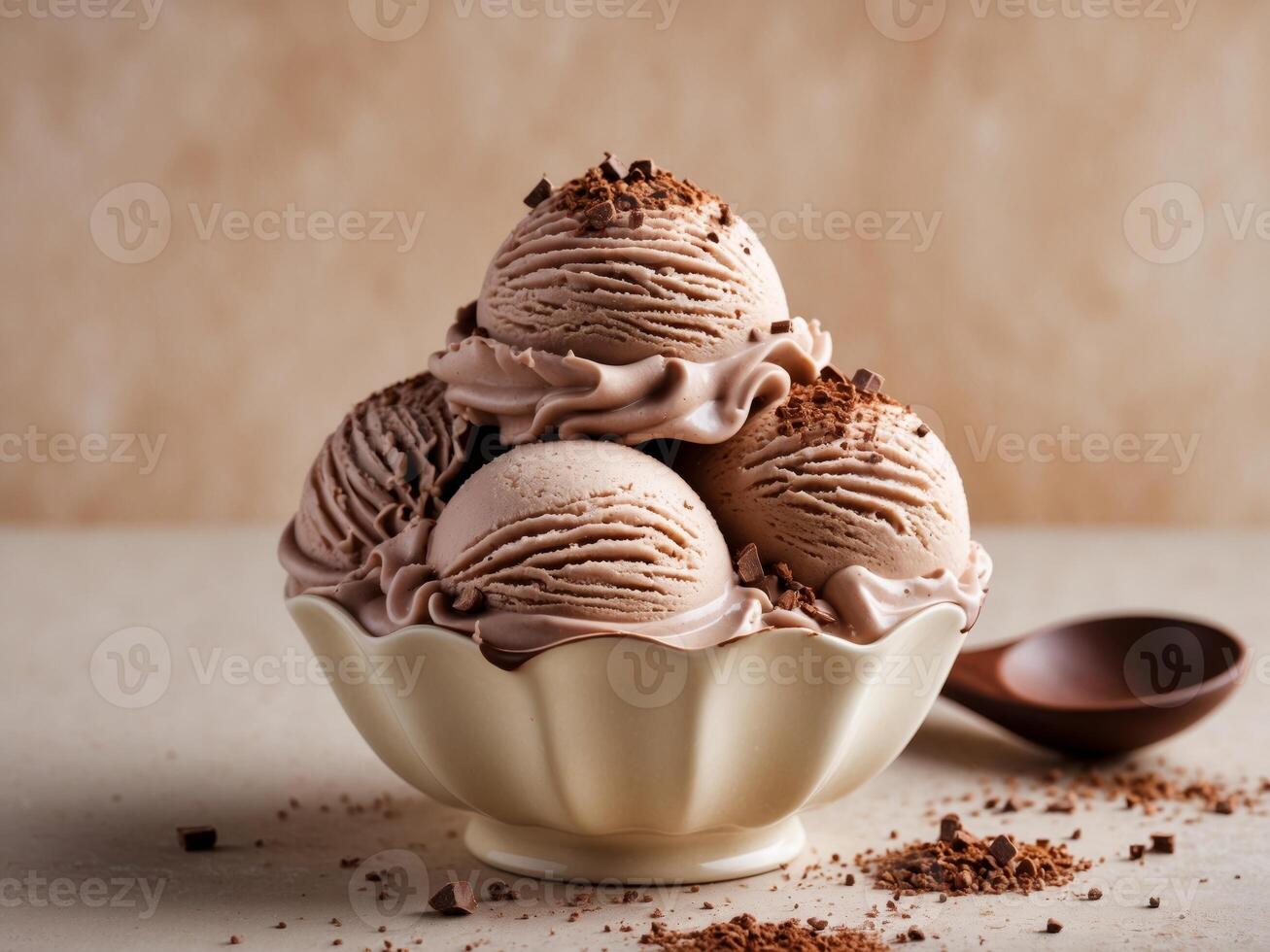 Enjoy the delightful experience of tasting Delicious Chocolate Ice Cream with Crushed Cocoa photo