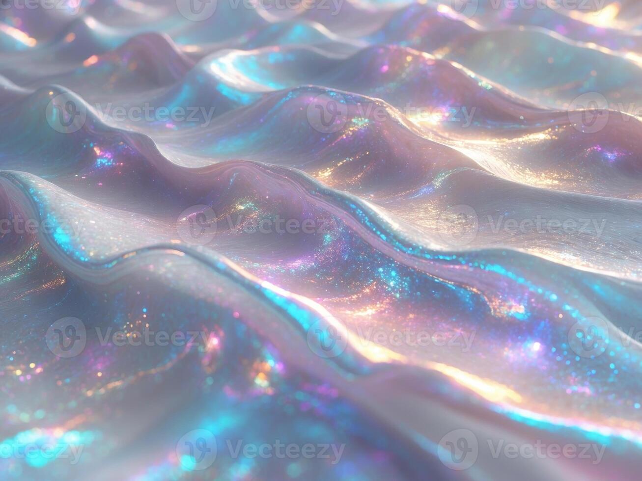 Beautiful Iridescent Waves featuring Soft Pastel Colors Enhanced by Light Reflection Effects photo
