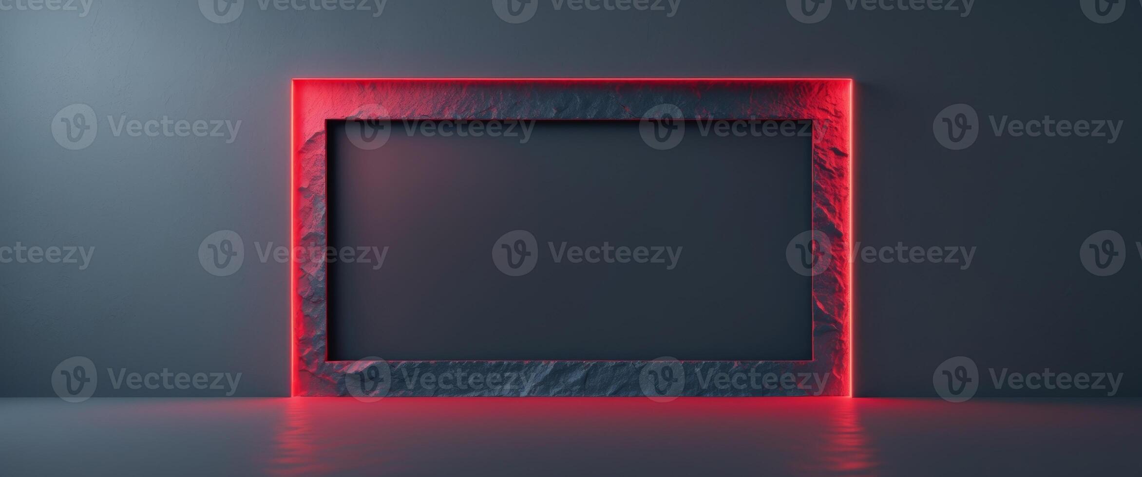 Red Glowing Border with Slate Texture Providing Empty Space for Custom Text or Graphics. photo
