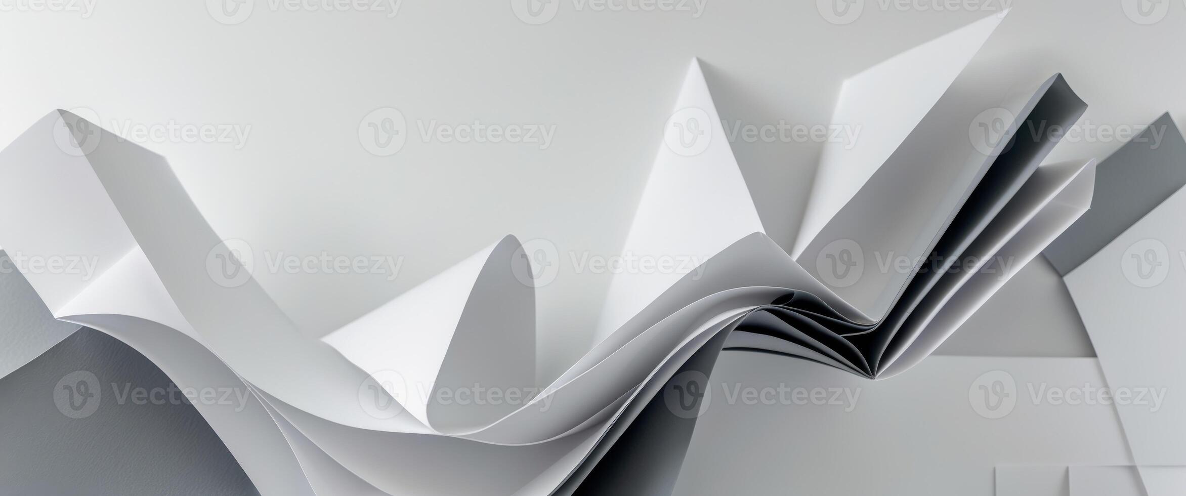 Abstract Grey and White Paper Collage Art photo