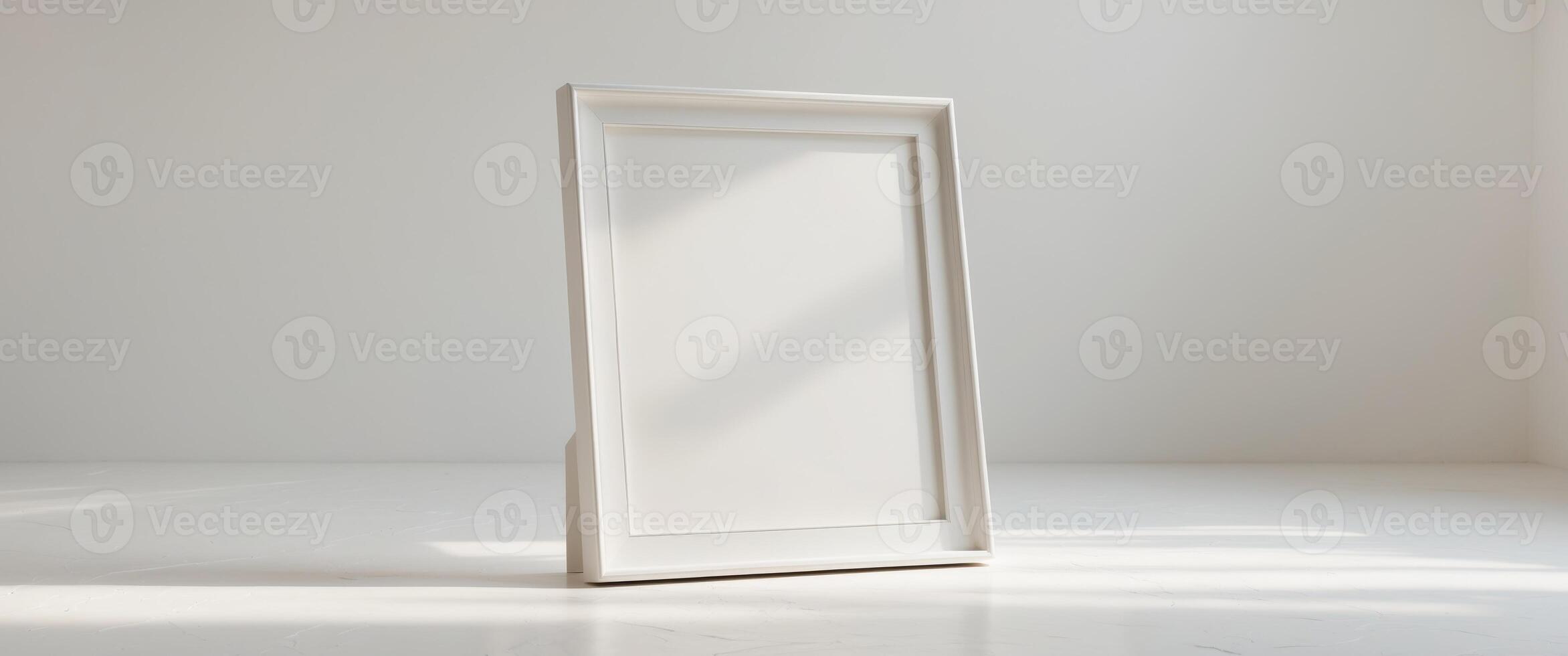 empty white picture frame a blank canvas for your imagination. photo