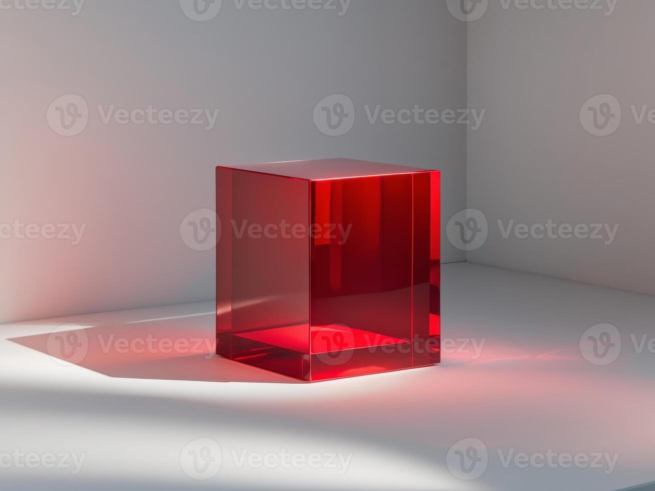 A Stylish Translucent Red Cube Block Designed Specifically for Modern Home Decor and Aesthetics. photo