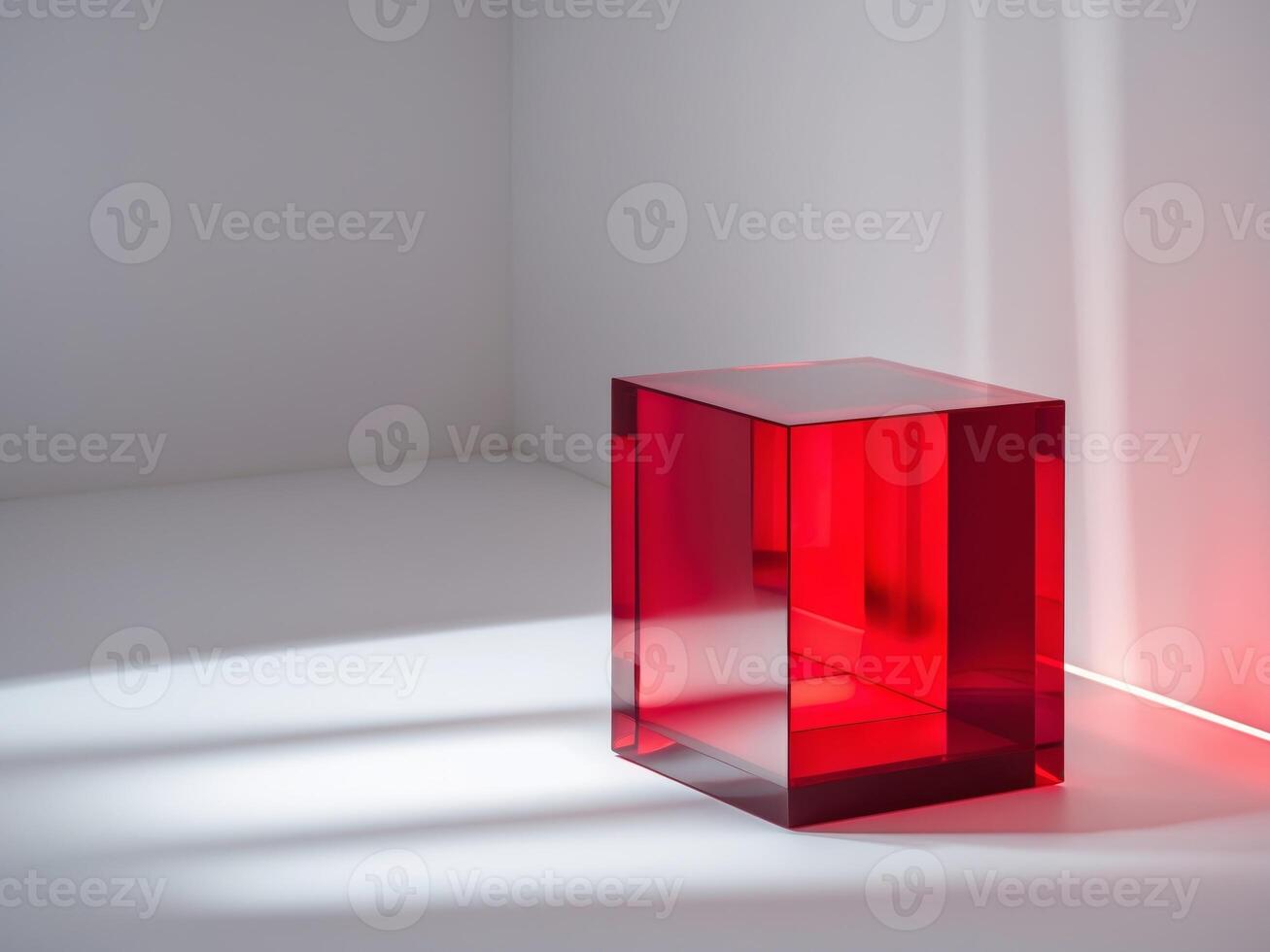 A Stylish Translucent Red Cube Block Designed Specifically for Modern Home Decor and Aesthetics photo