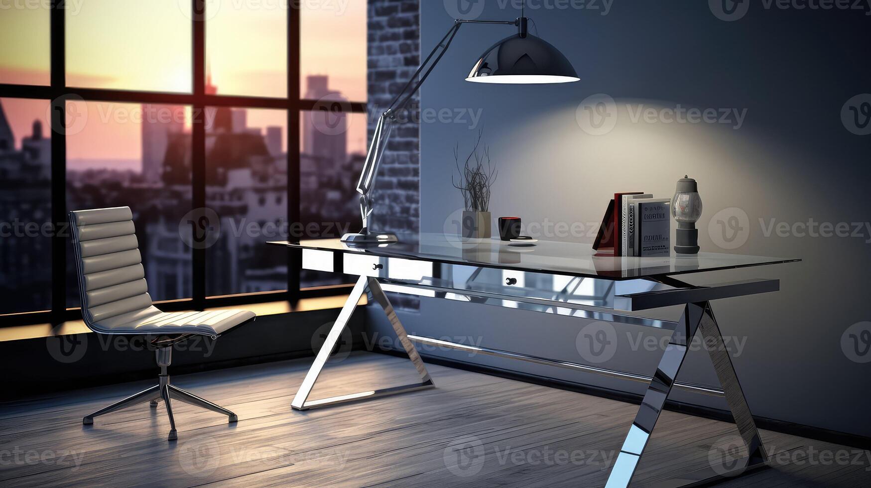 chrome desk with lamp photo