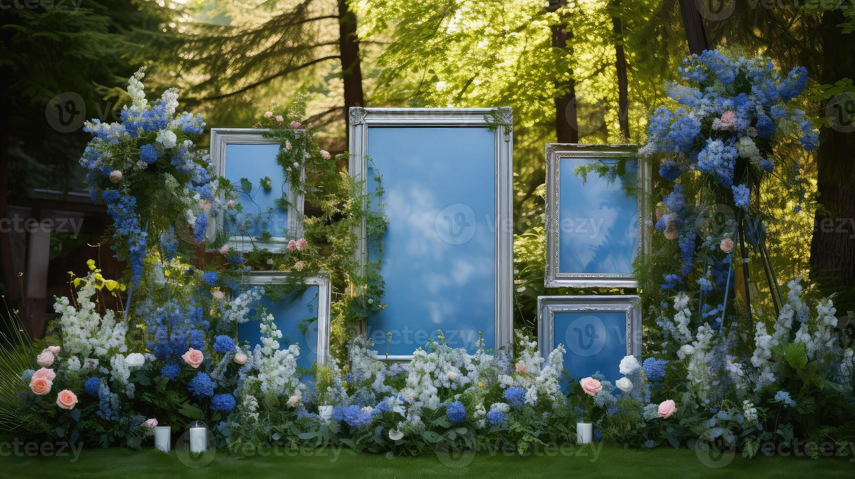 blooms blue flower frames photo