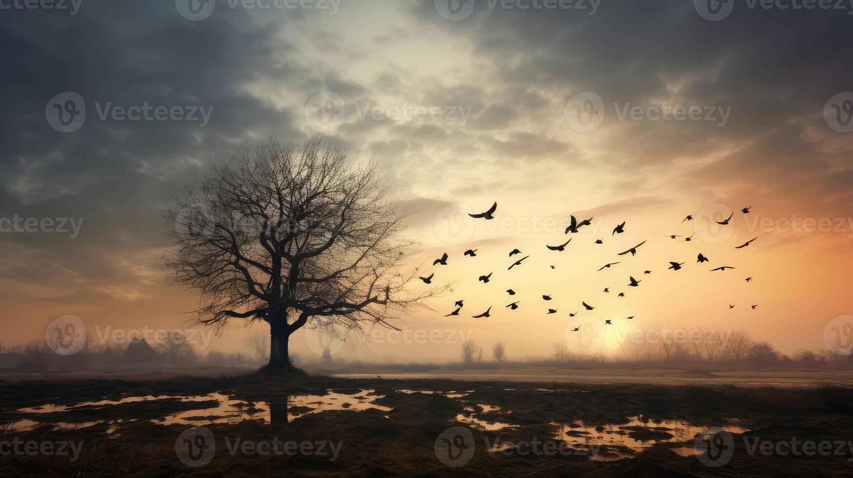 flock bird in tree photo