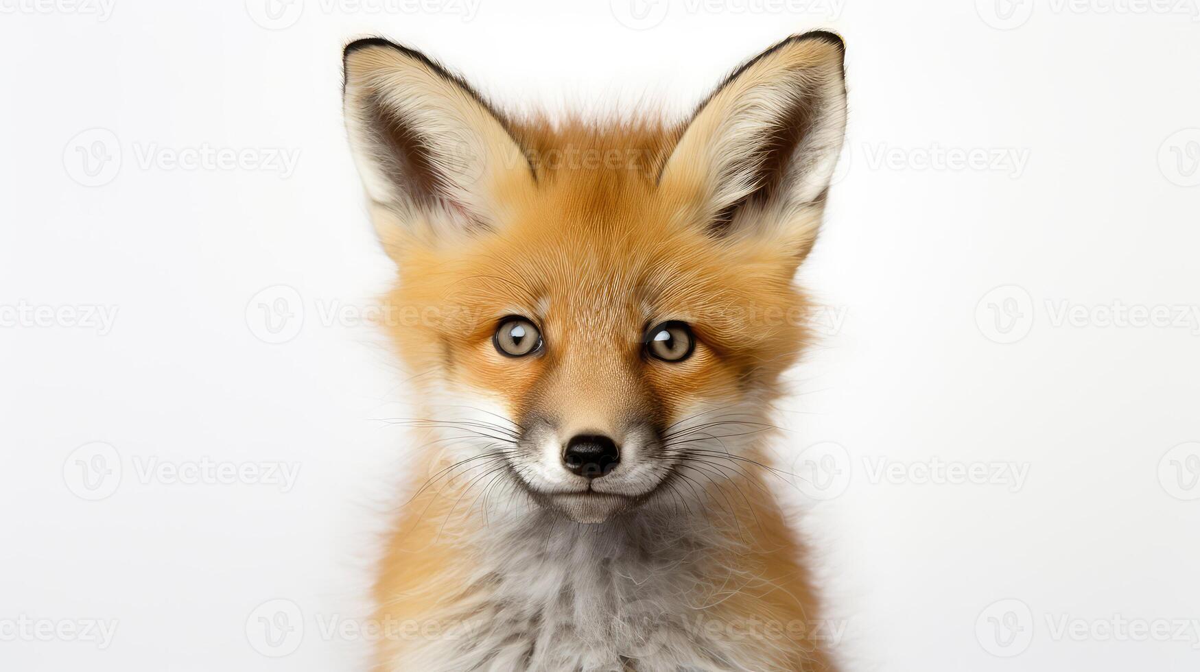 up baby fox white background photo
